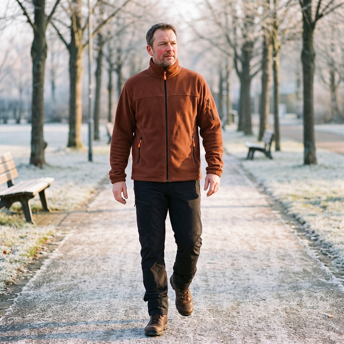 Fleece Jacket Windproof Stretch Full-Zip Stand Collar