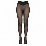 Fleece-Lined Tights Sheer Look High-Waisted Stretch Fit