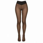 Fleece-Lined Tights Sheer Look High-Waisted Stretch Fit