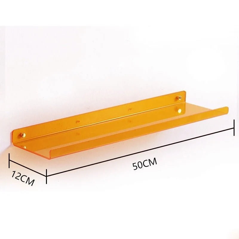 Floating Shelf Acrylic Wall-Mounted Single-Level Display Shelf