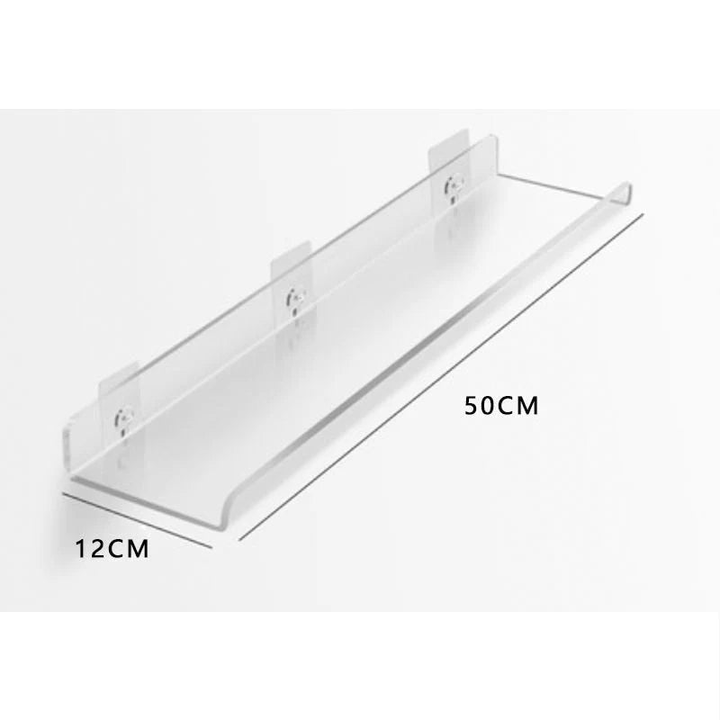 Floating Shelf Acrylic Wall-Mounted Single-Level Display Shelf