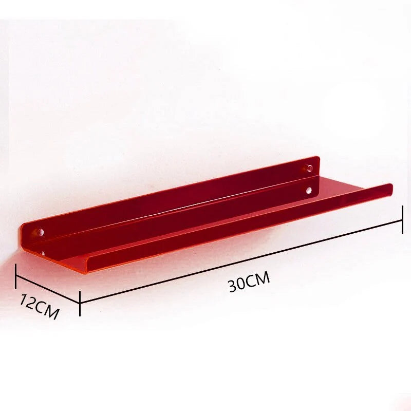 Floating Shelf Acrylic Wall-Mounted Single-Level Display Shelf