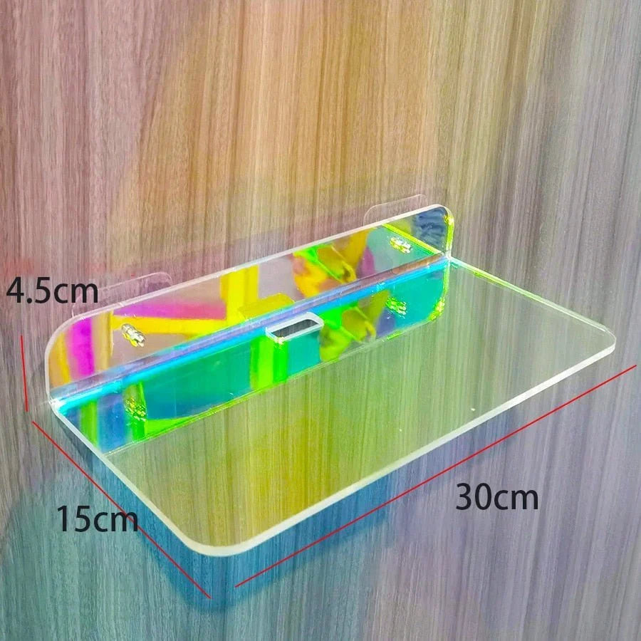 Floating Shelf Acrylic Wall-Mounted Single-Level Display Shelf