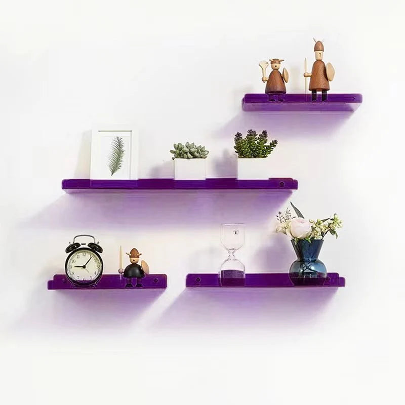 Floating Shelf Acrylic Wall-Mounted Single-Level Display Shelf