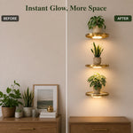 Floating Wall Shelf Warm LED USB Rechargeable Gold Finish