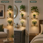 Floating Wall Shelf Warm LED USB Rechargeable Gold Finish