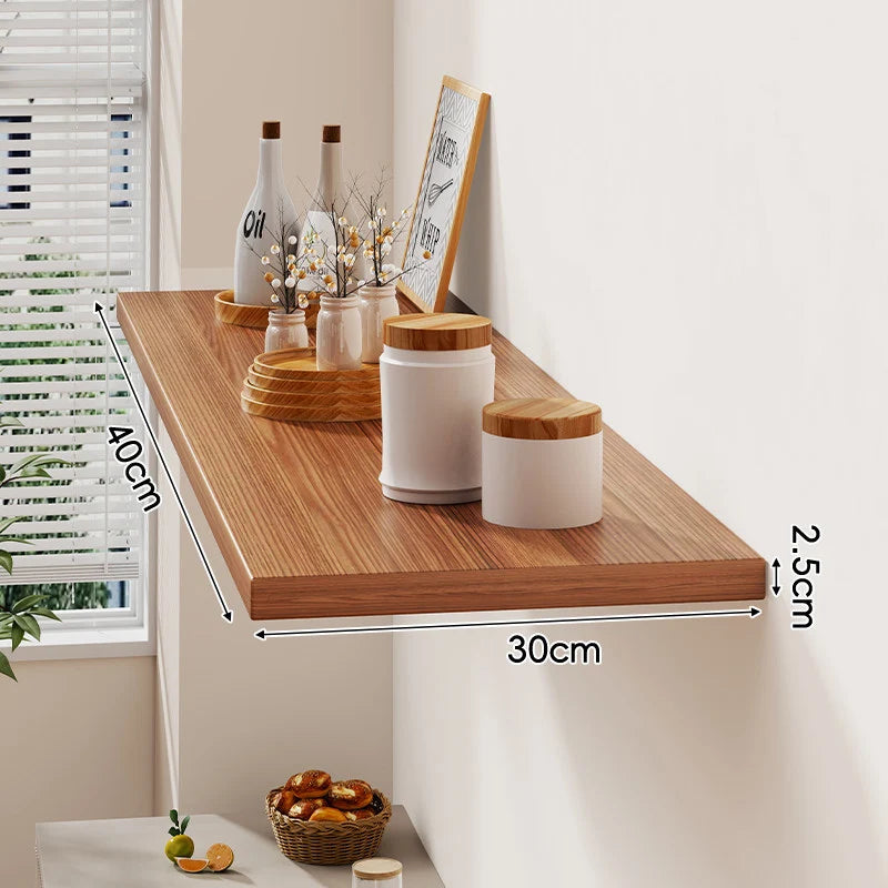 Floating Wall Shelf Wood-Grain Finish Concealed Bracket Slim Profile