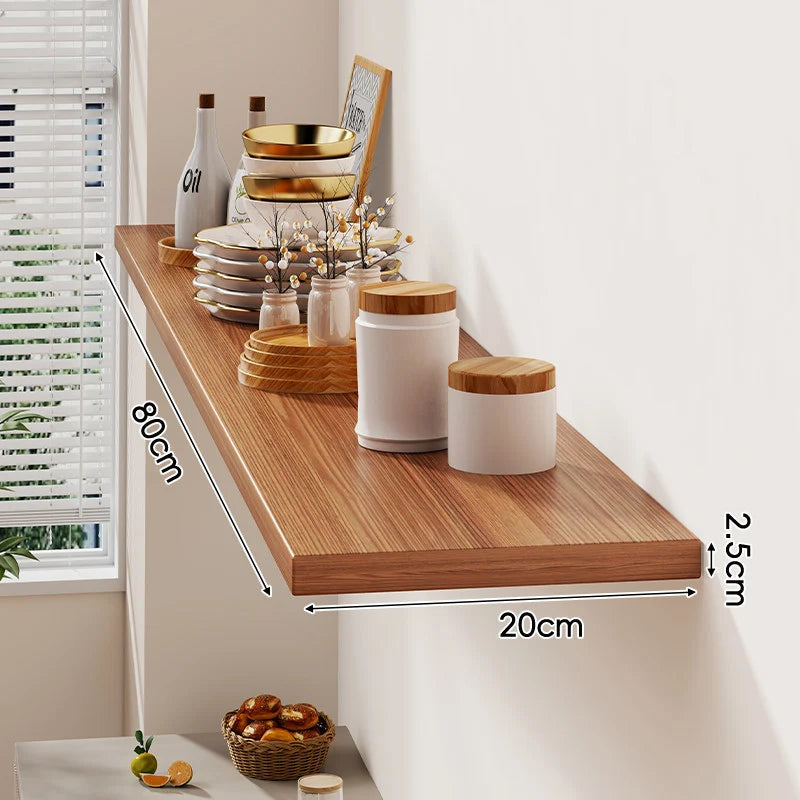 Floating Wall Shelf Wood-Grain Finish Concealed Bracket Slim Profile