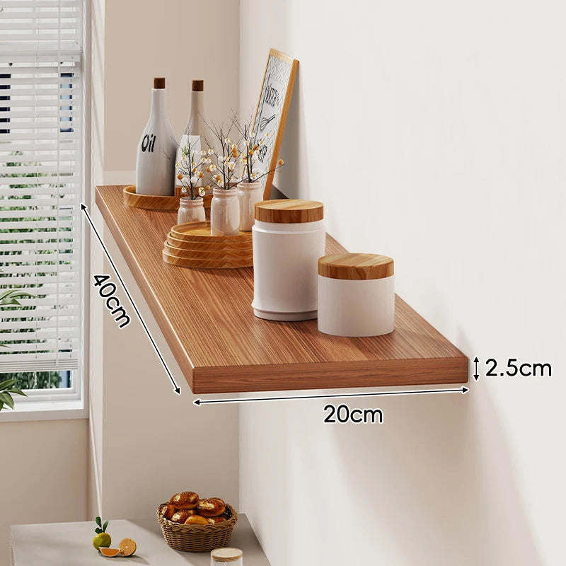 Floating Wall Shelf Wood-Grain Finish Concealed Bracket Slim Profile