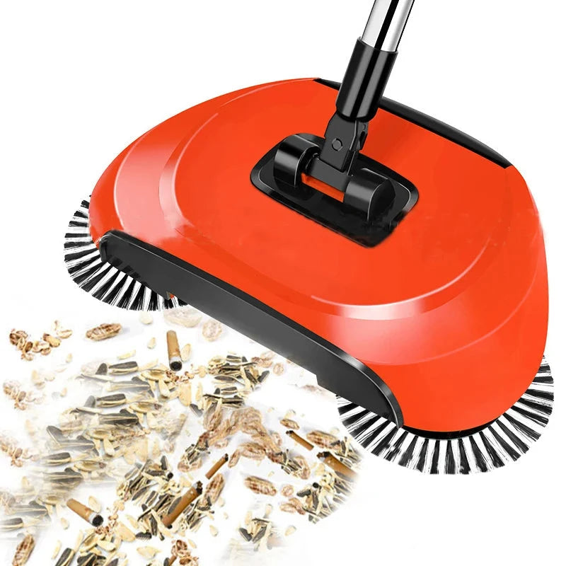 Floor Broom Rotating Brush & Built-In Mop