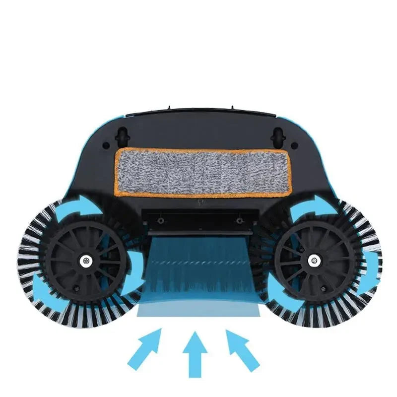 Floor Broom Rotating Brush & Built-In Mop