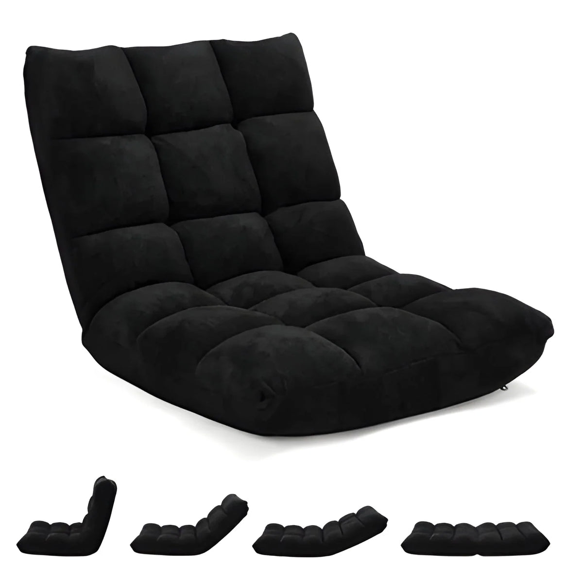 Floor Chair 14 Reclining Positions Foam Padded Foldable