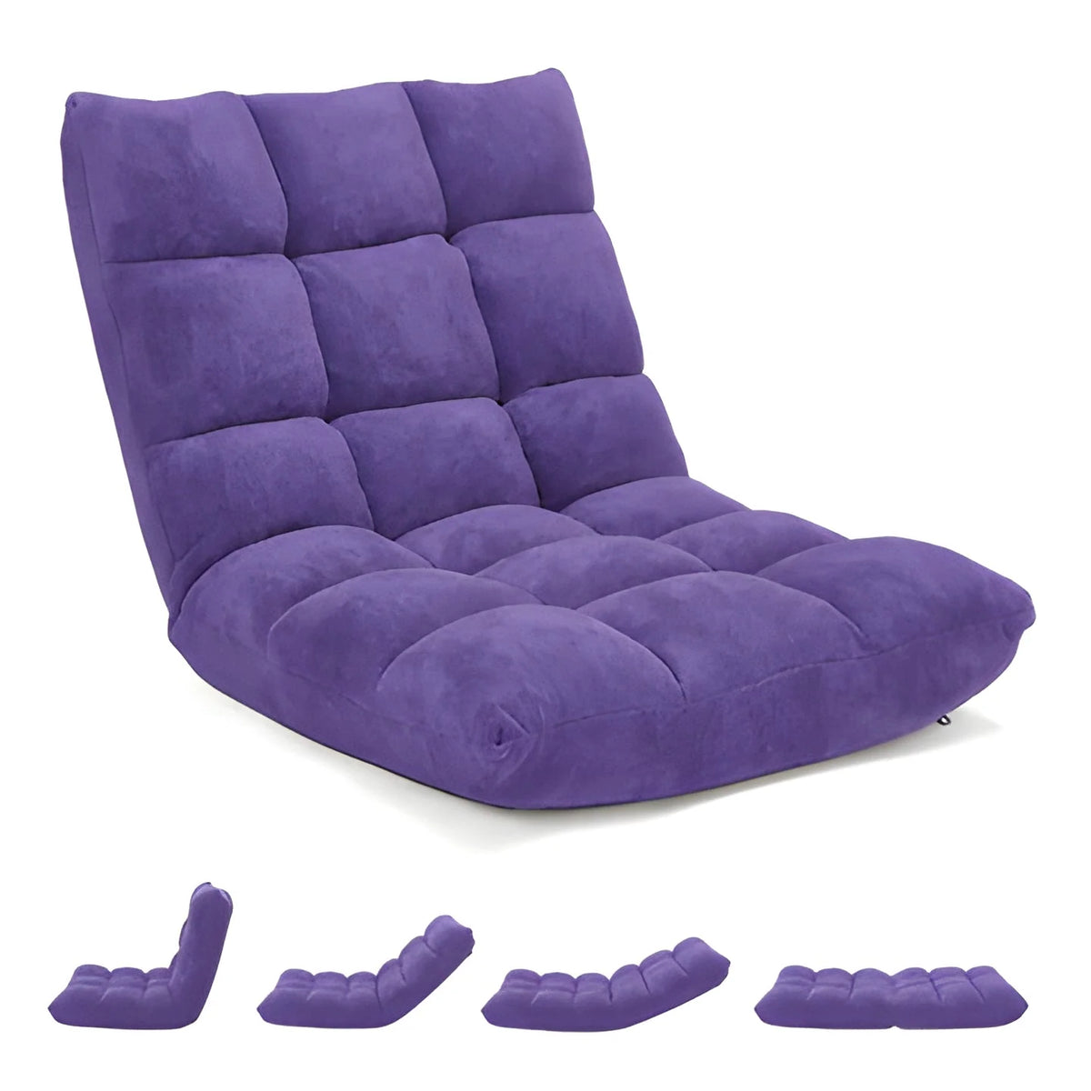 Floor Chair 14 Reclining Positions Foam Padded Foldable