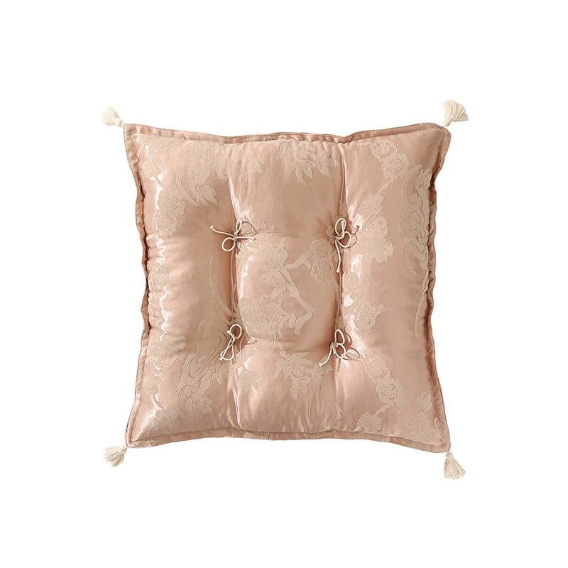 Floor Cushion Quilted Jacquard Padded With Tassels