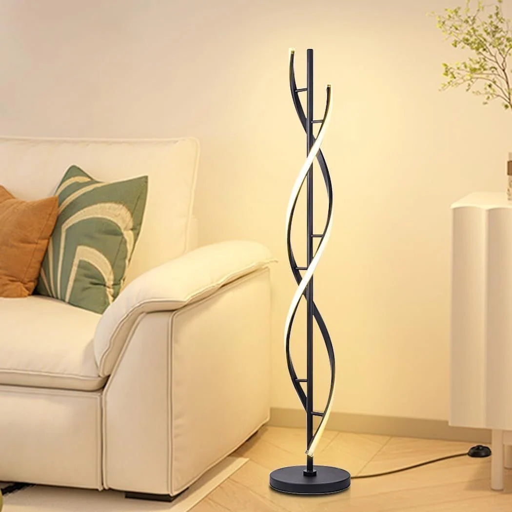 Floor Lamp Sculptural Spiral LED-Compatible Adjustable Lighting