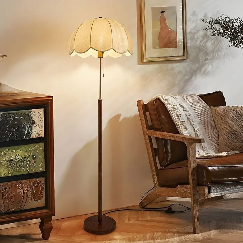 Floor Lamp Wavy Shade Adjustable Height Tri-Color Light