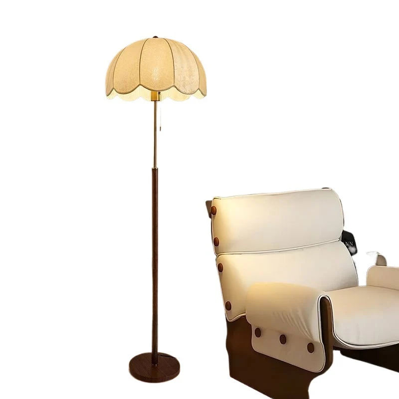Floor Lamp Wavy Shade Adjustable Height Tri-Color Light