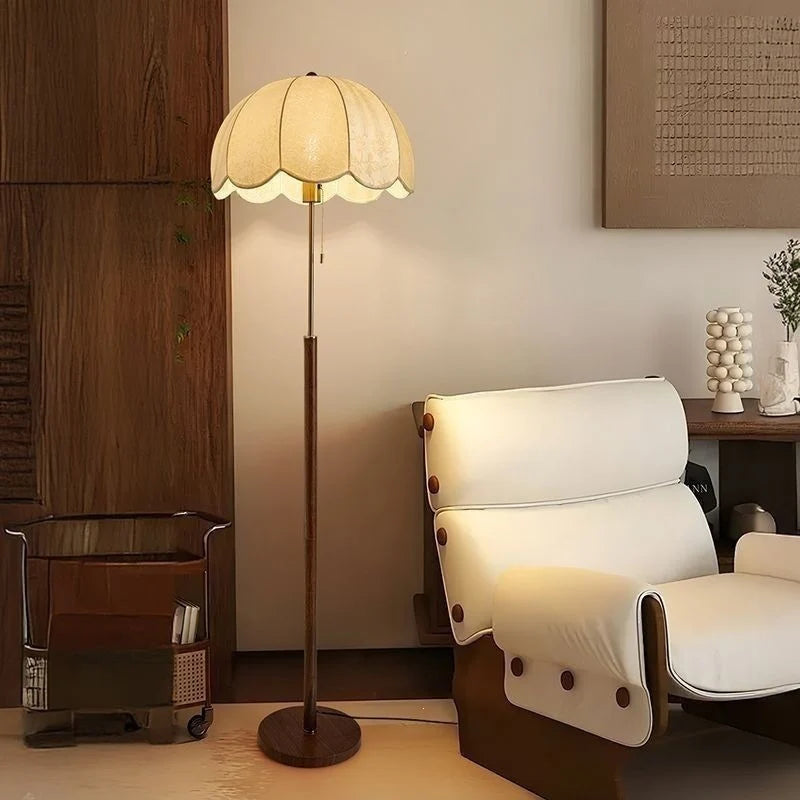 Floor Lamp Wavy Shade Adjustable Height Tri-Color Light