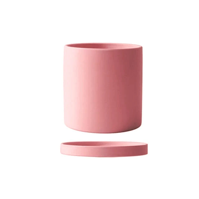 Flower Pot Ceramic Matching Saucer & Drainage Hole