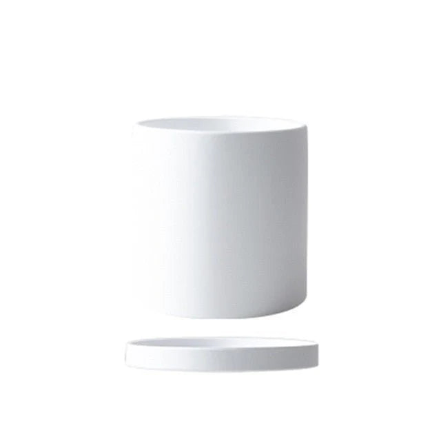 Flower Pot Ceramic Matching Saucer & Drainage Hole