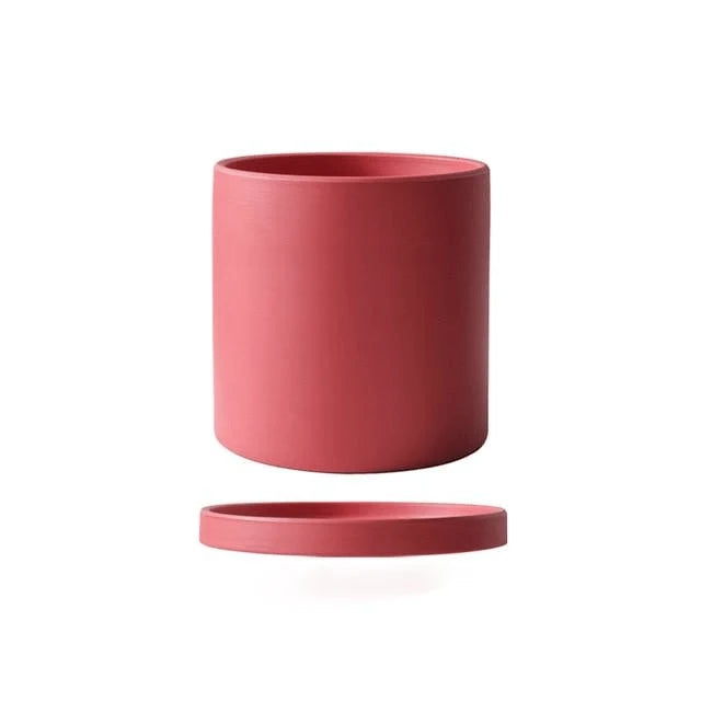 Flower Pot Ceramic Matching Saucer & Drainage Hole
