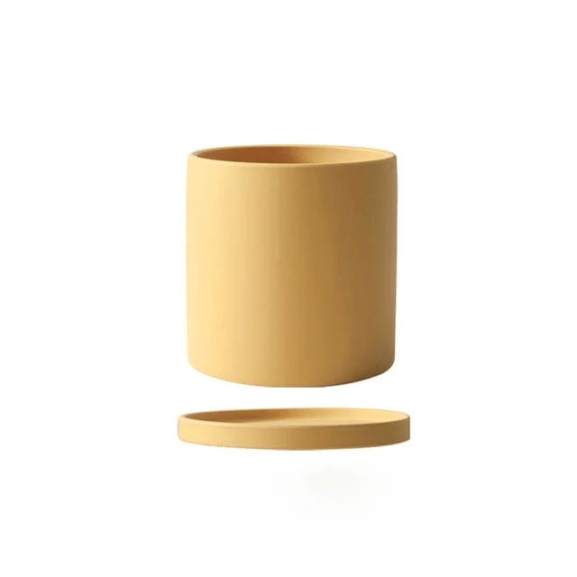 Flower Pot Ceramic Matching Saucer & Drainage Hole