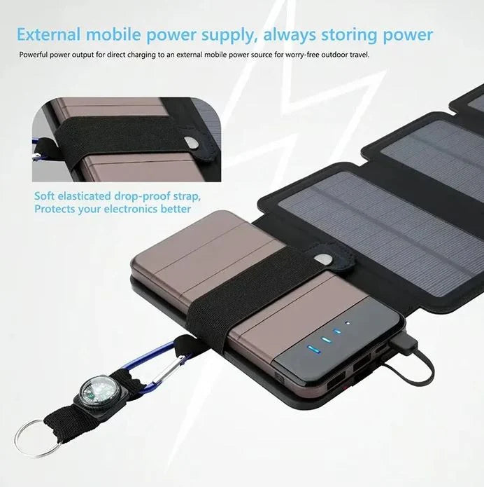Foldable Solar Charger Monocrystalline High Efficiency USB IPX4