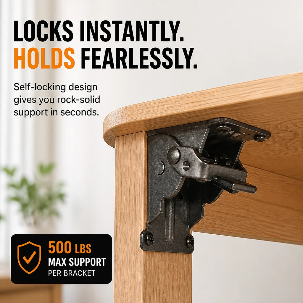 Folding Bracket Steel Self-Locking 500 lb Capacity
