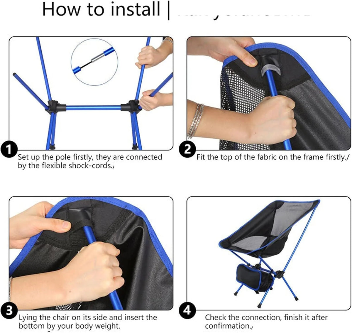 Folding Camping Chair Ergonomic Back Support Lightweight & Portable