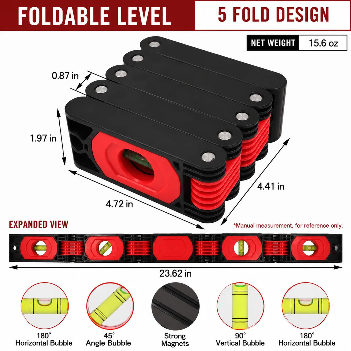 Folding Level Magnetic Multi-Angle Bubble Vials
