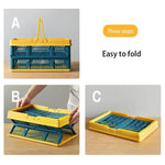 Folding Shopping Basket Lightweight Space-Saving With Handles
