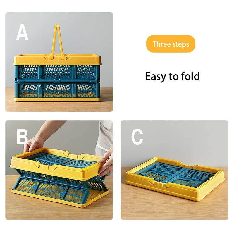 Folding Shopping Basket Lightweight Space-Saving With Handles