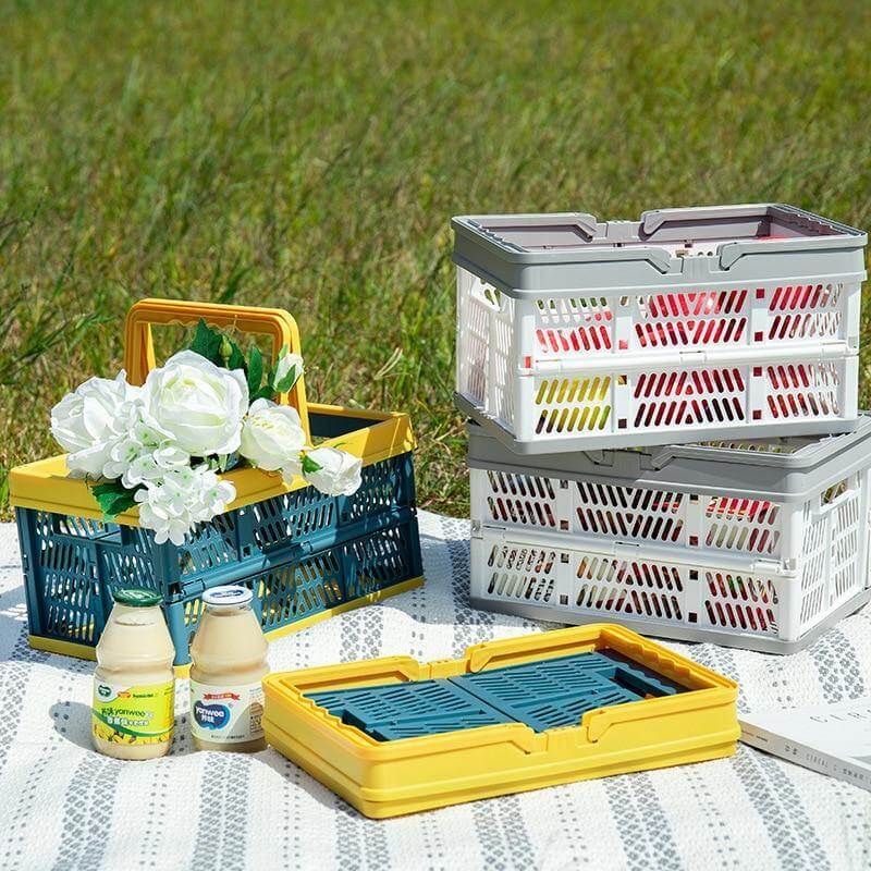 Folding Shopping Basket Lightweight Space-Saving With Handles