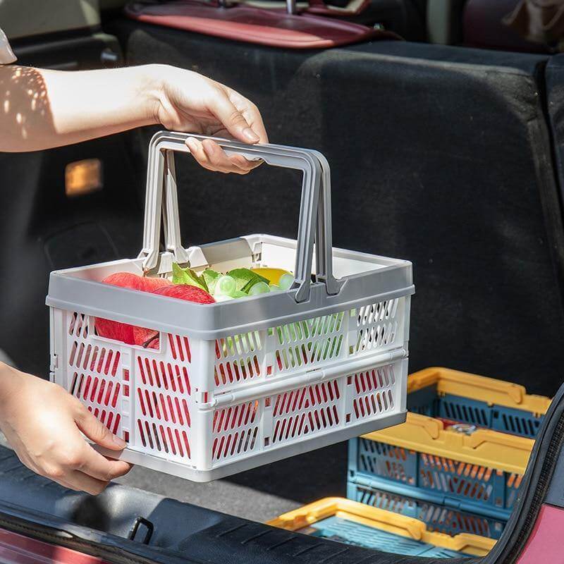 Folding Shopping Basket Lightweight Space-Saving With Handles