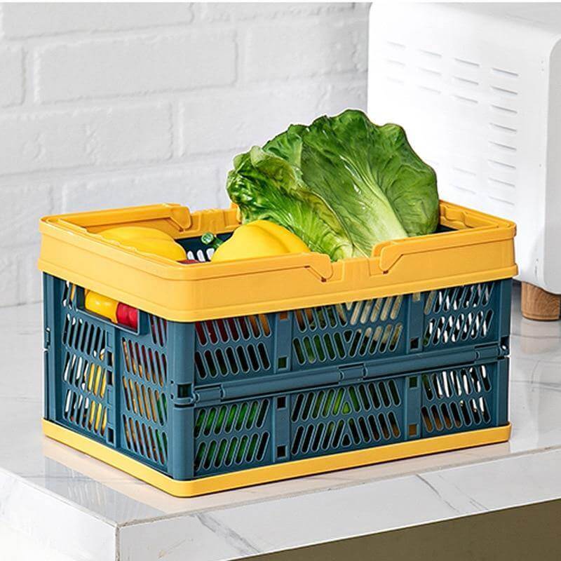 Folding Shopping Basket Lightweight Space-Saving With Handles