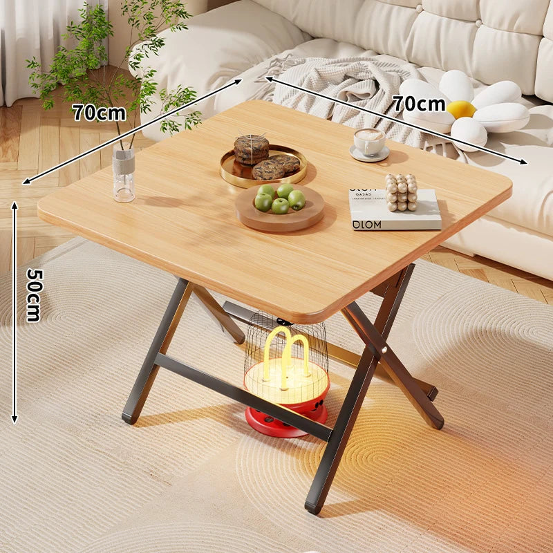Folding Side Table Marble-Look Top Space-Saving X-Frame