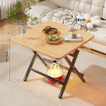 Folding Side Table Marble-Look Top Space-Saving X-Frame