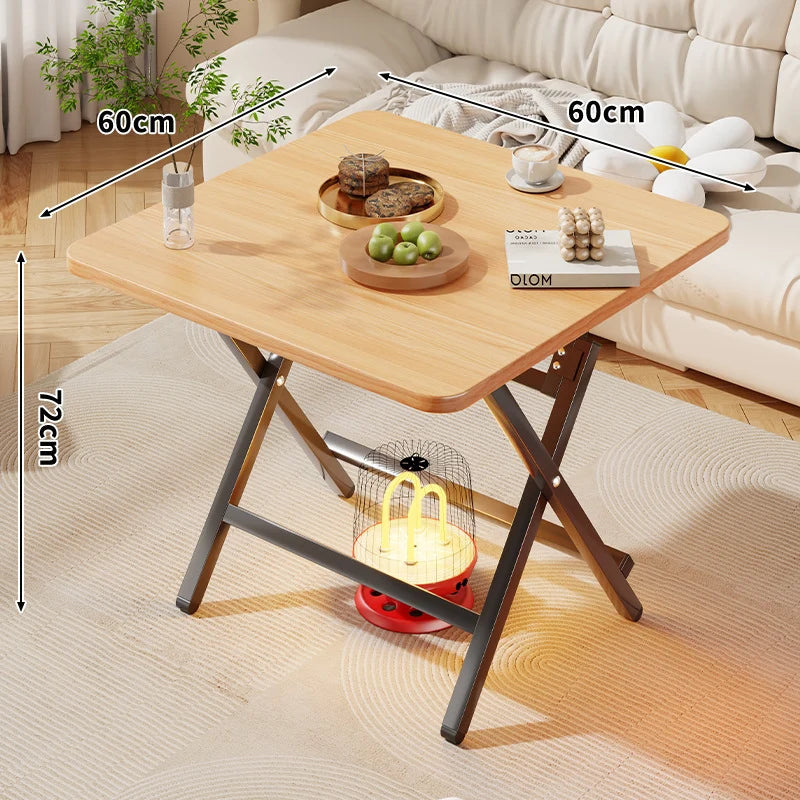 Folding Side Table Marble-Look Top Space-Saving X-Frame