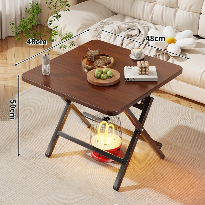 Folding Side Table Marble-Look Top Space-Saving X-Frame