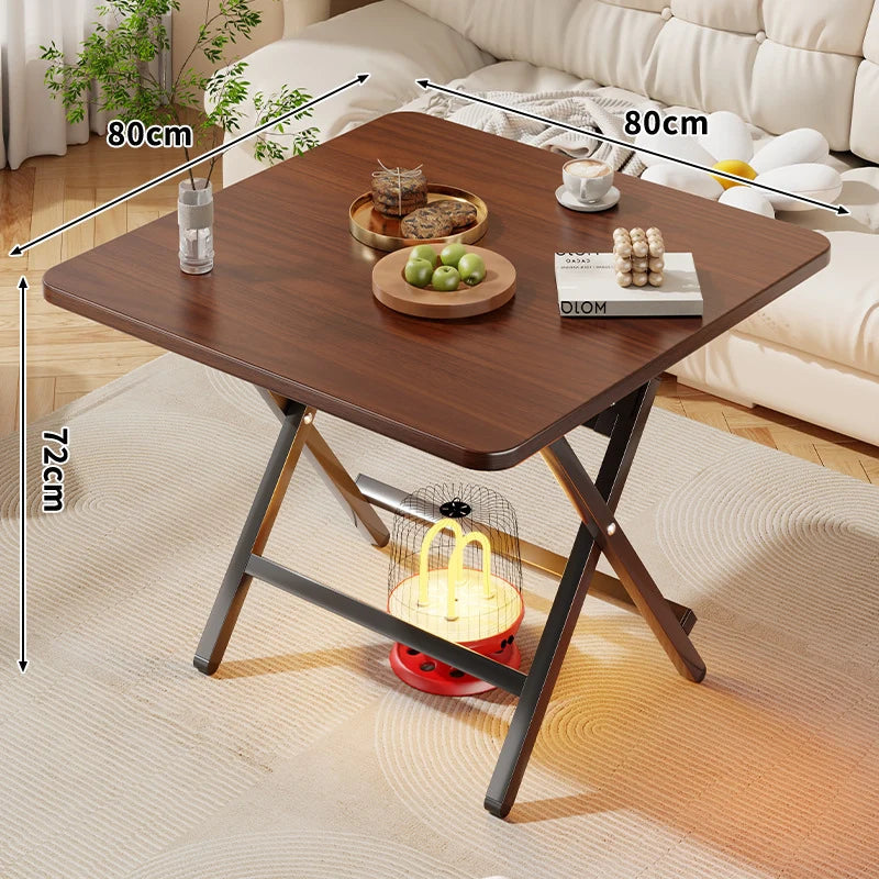 Folding Side Table Marble-Look Top Space-Saving X-Frame