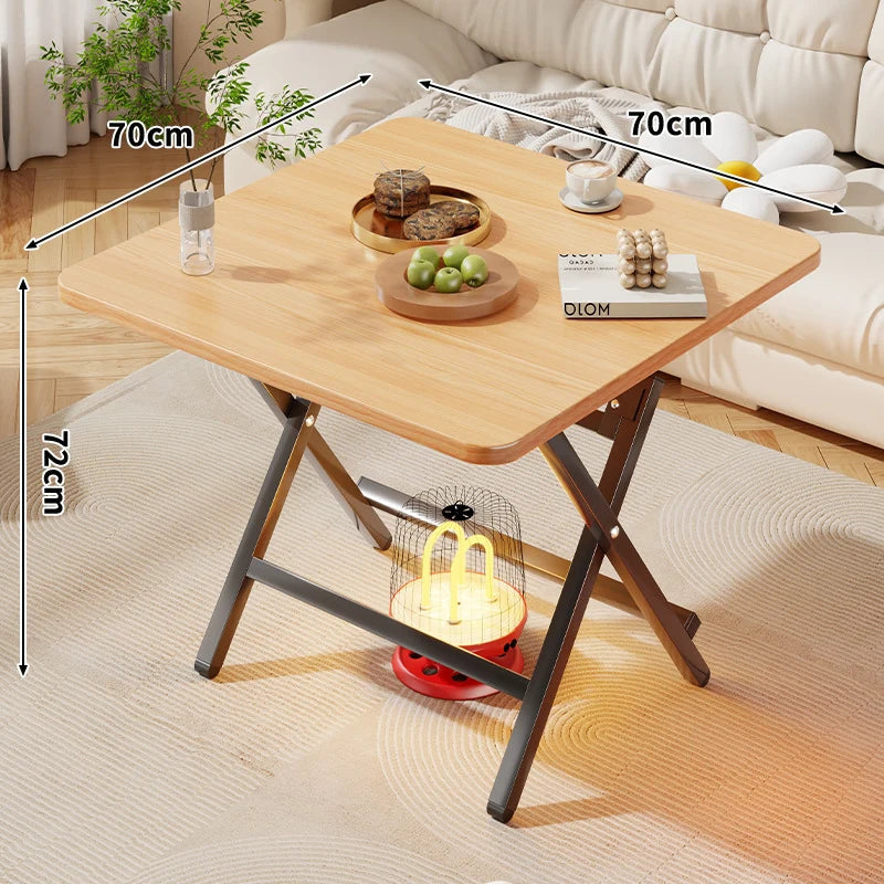 Folding Side Table Marble-Look Top Space-Saving X-Frame