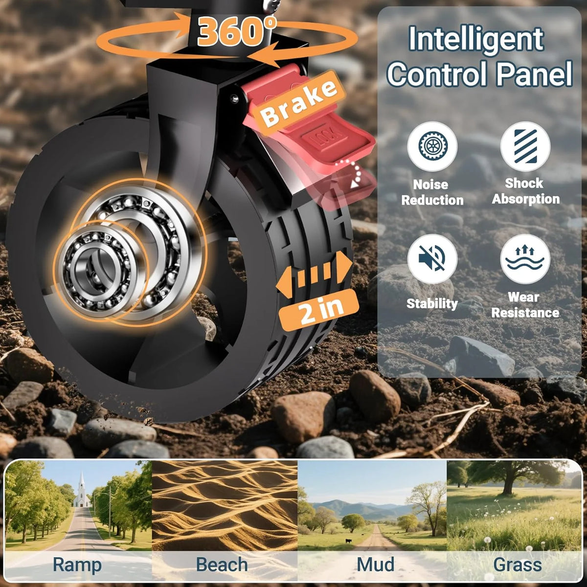 Folding Wagon Cart All-Terrain Wheels with Brakes 360 lb Capacity
