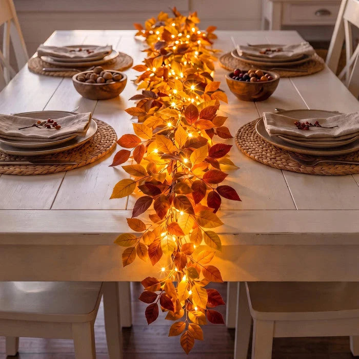 Foliage Garland Warm Golden Lights Battery Powered 6-Foot Length