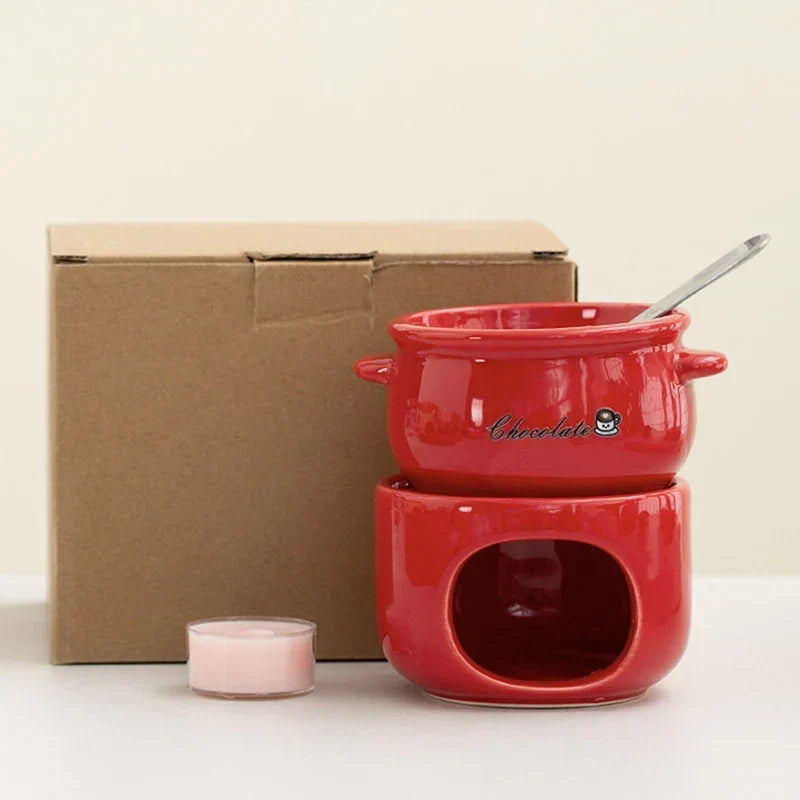 Fondue Pot Ceramic Candle-Heated