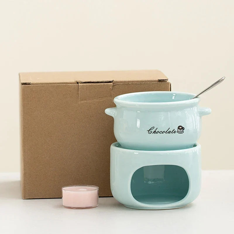 Fondue Pot Ceramic Candle-Heated