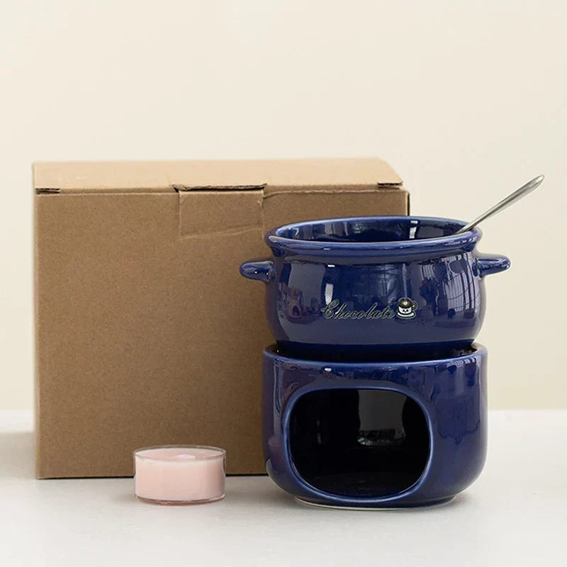 Fondue Pot Ceramic Candle-Heated