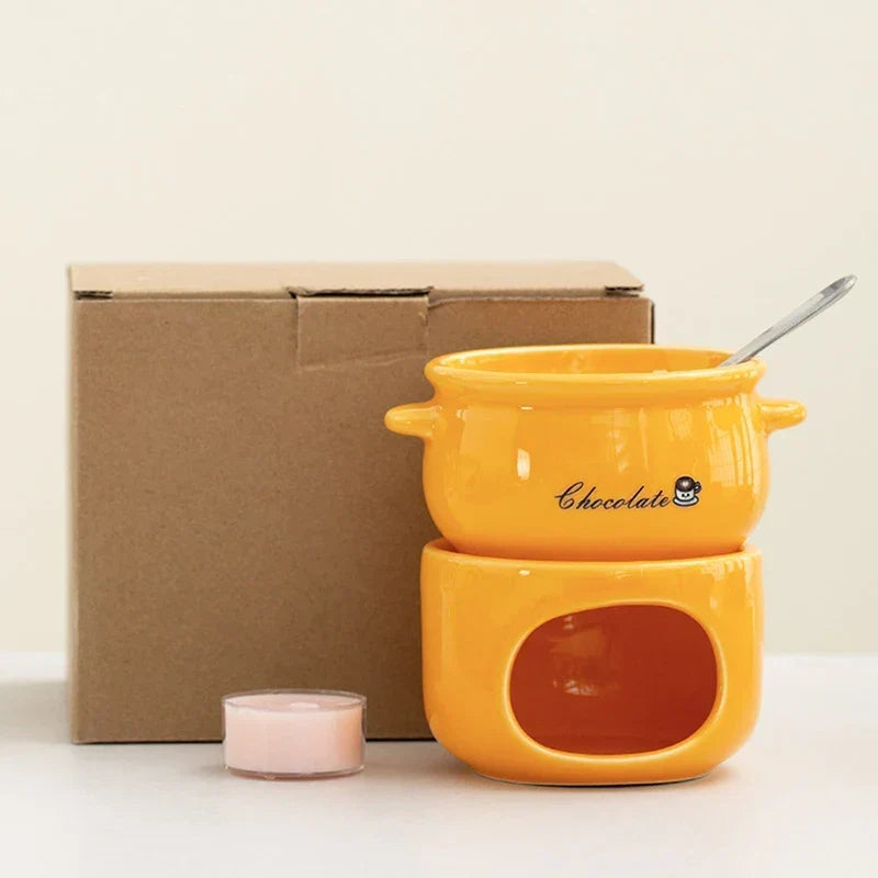 Fondue Pot Ceramic Candle-Heated