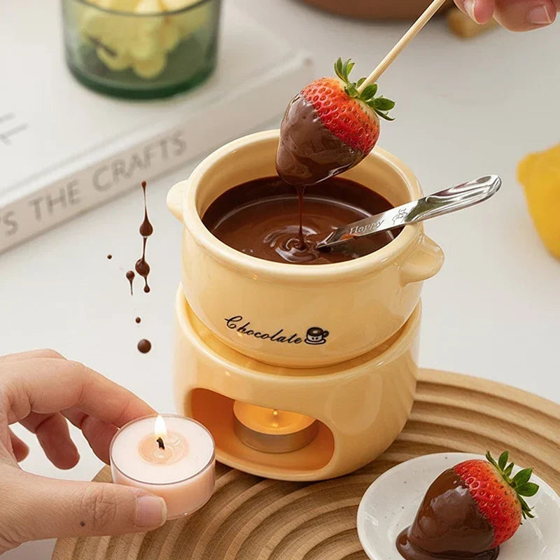 Fondue Pot Ceramic Candle-Heated