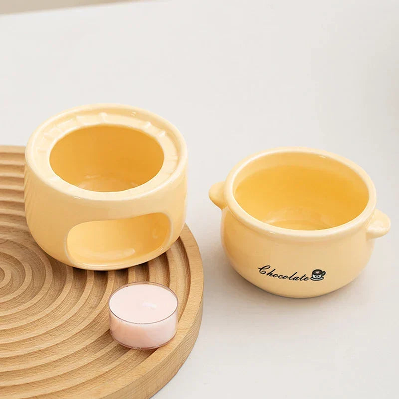 Fondue Pot Ceramic Candle-Heated