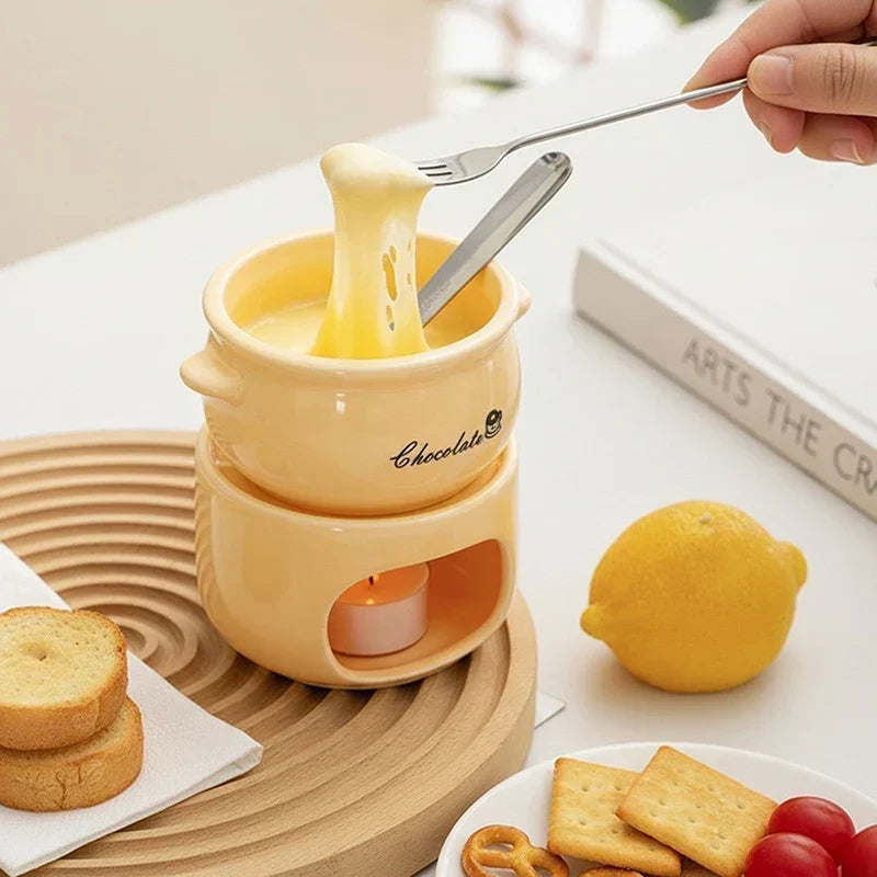 Fondue Pot Ceramic Candle-Heated